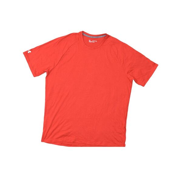 Under Armour Red Cotton Blend T-Shirt Men's 2XL Loose Crew Neck Solid - Picture 1 of 7